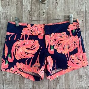 Lilly Pulitzer Pink and Navy Flamingo Print Shorts 0